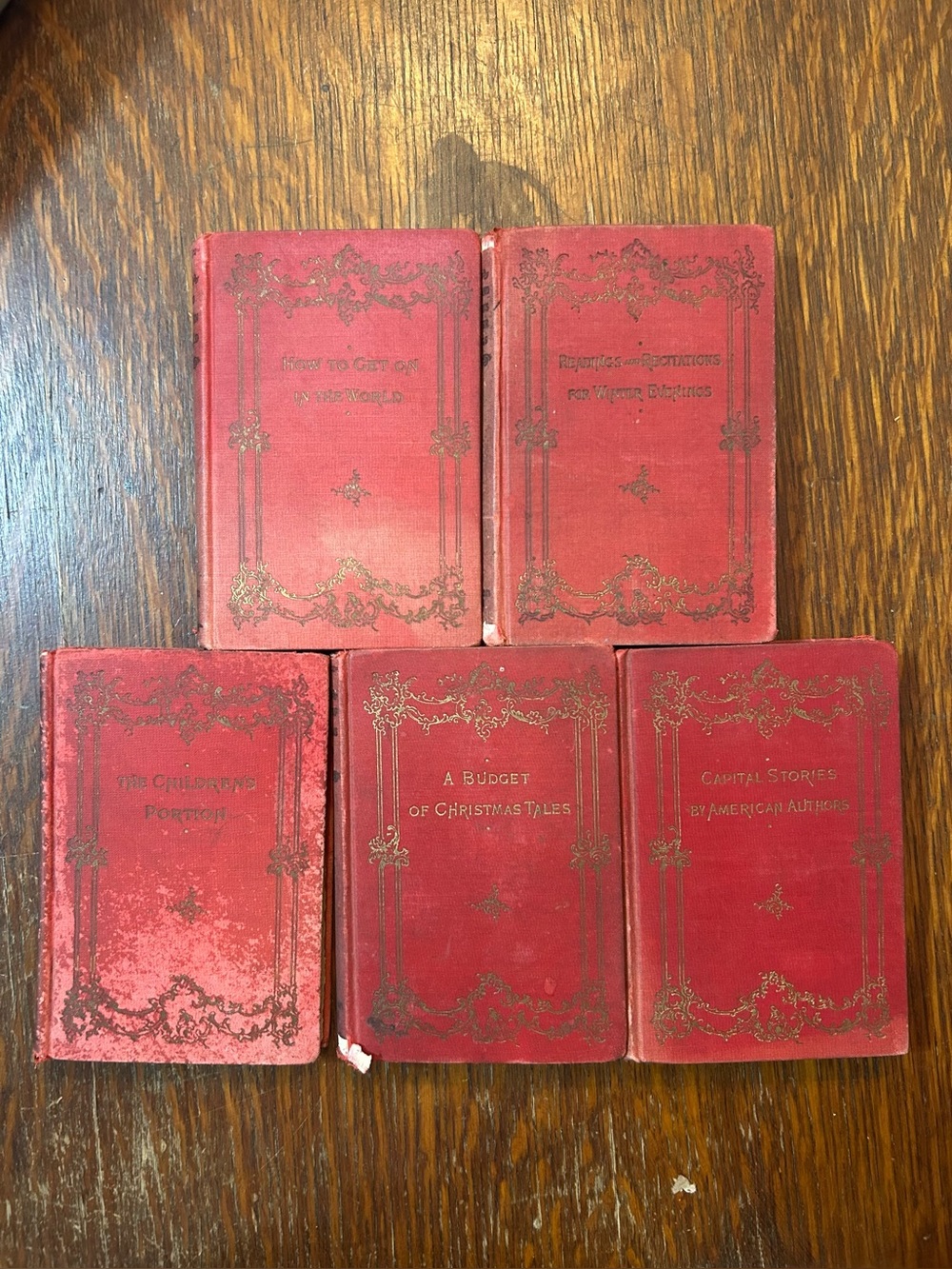 Lot 5 Antique 1895 Christian Herald Books Red Victorian Gilt Decorative Decor